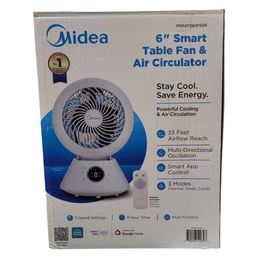 Midea 6 inch Smart Table Fan & Air Circulator